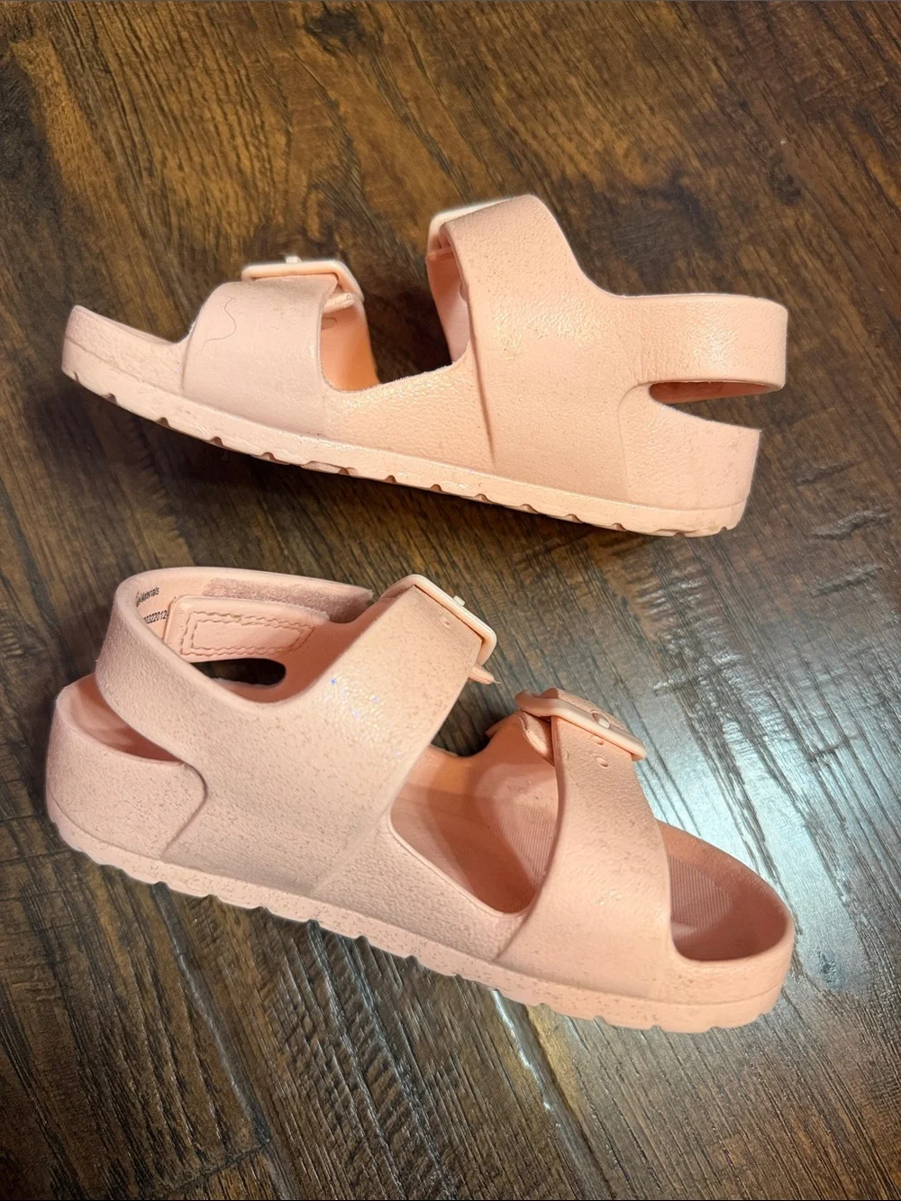 🍑Cat & Jack Peach Colored Sparkly Double-Strap Kids Sandals🍑